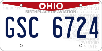 OH license plate GSC6724