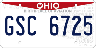 OH license plate GSC6725