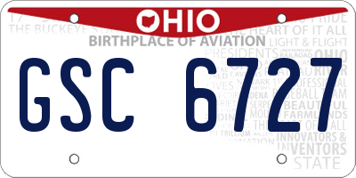 OH license plate GSC6727