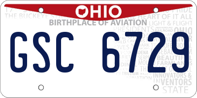 OH license plate GSC6729