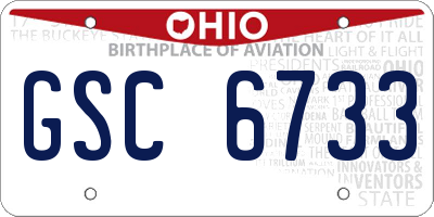 OH license plate GSC6733