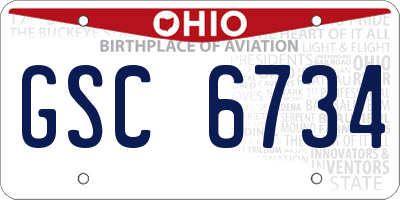 OH license plate GSC6734