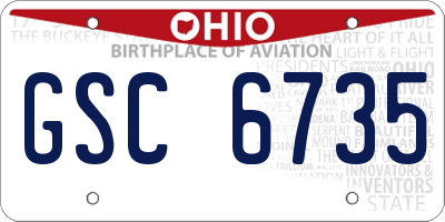 OH license plate GSC6735