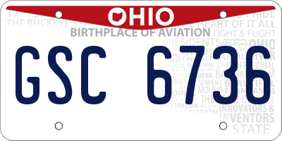 OH license plate GSC6736