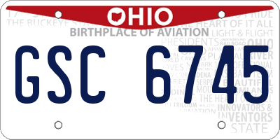 OH license plate GSC6745