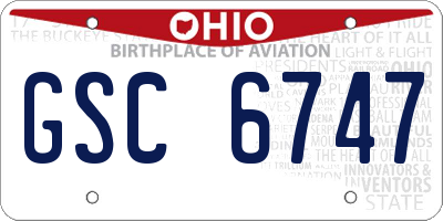 OH license plate GSC6747