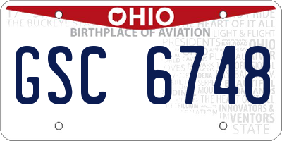 OH license plate GSC6748