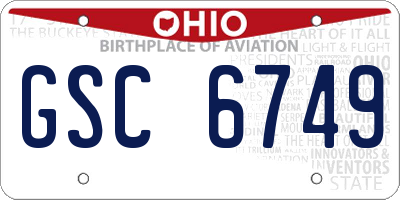 OH license plate GSC6749