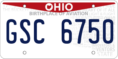 OH license plate GSC6750