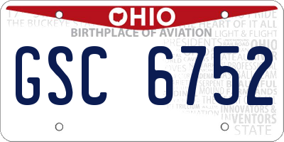 OH license plate GSC6752