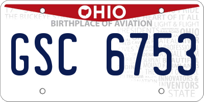 OH license plate GSC6753