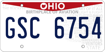 OH license plate GSC6754