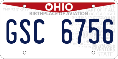 OH license plate GSC6756