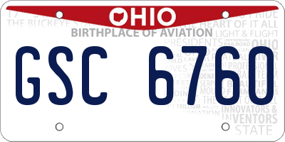 OH license plate GSC6760