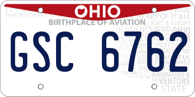 OH license plate GSC6762