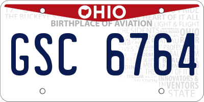 OH license plate GSC6764