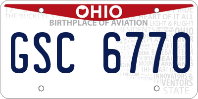 OH license plate GSC6770