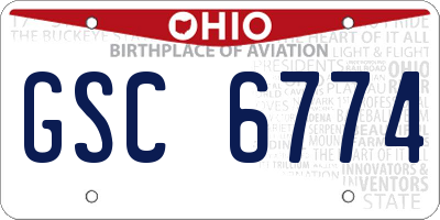 OH license plate GSC6774