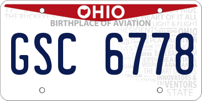 OH license plate GSC6778