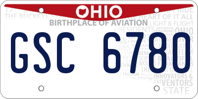 OH license plate GSC6780