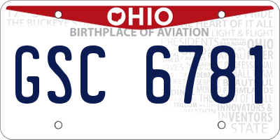 OH license plate GSC6781