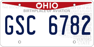 OH license plate GSC6782