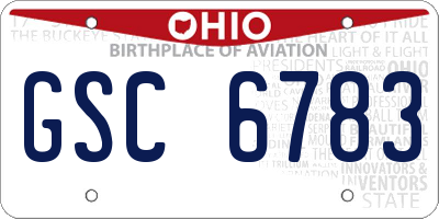 OH license plate GSC6783