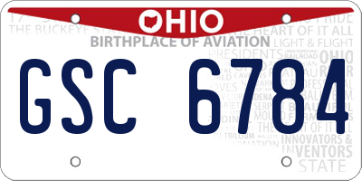 OH license plate GSC6784