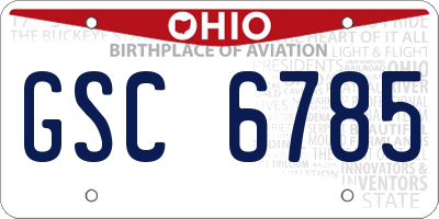 OH license plate GSC6785