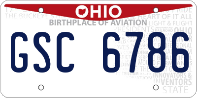 OH license plate GSC6786