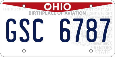 OH license plate GSC6787