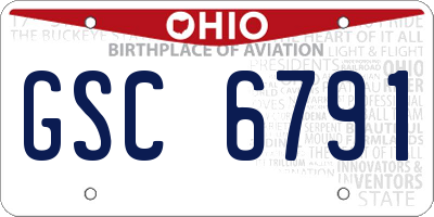 OH license plate GSC6791