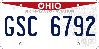 OH license plate GSC6792
