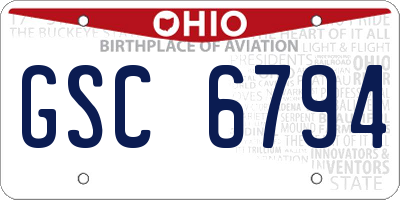 OH license plate GSC6794