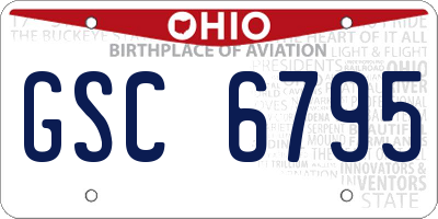 OH license plate GSC6795