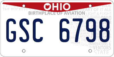 OH license plate GSC6798