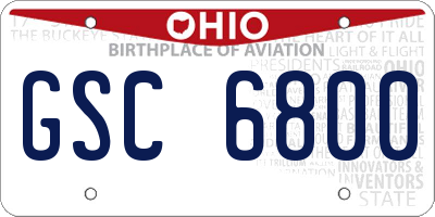 OH license plate GSC6800