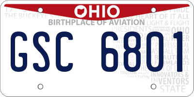 OH license plate GSC6801