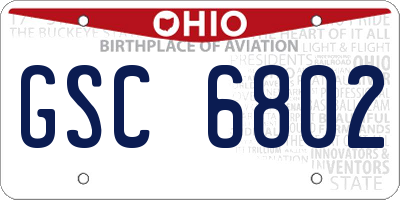 OH license plate GSC6802