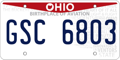 OH license plate GSC6803