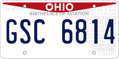 OH license plate GSC6814