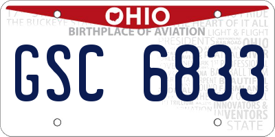 OH license plate GSC6833