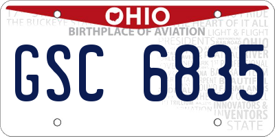 OH license plate GSC6835