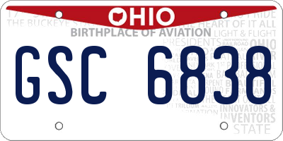 OH license plate GSC6838