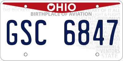 OH license plate GSC6847