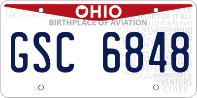 OH license plate GSC6848