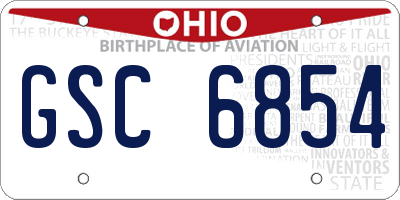 OH license plate GSC6854