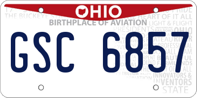 OH license plate GSC6857