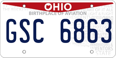 OH license plate GSC6863