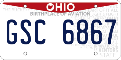 OH license plate GSC6867